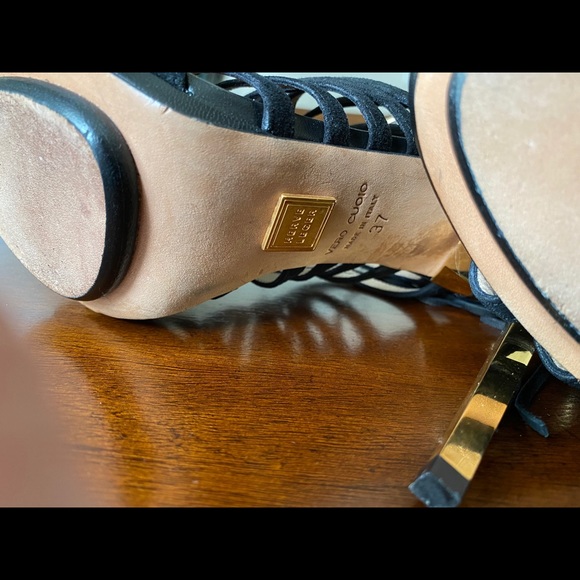 Herve Leger Fabia Black & Gold Sandals - Picture 9 of 14